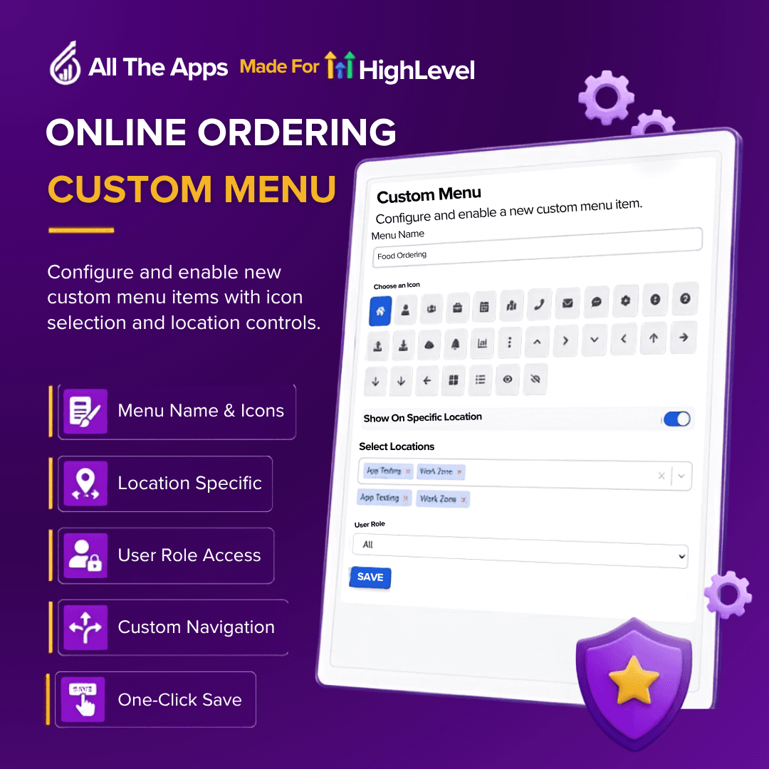 Online Ordering Custom Menu