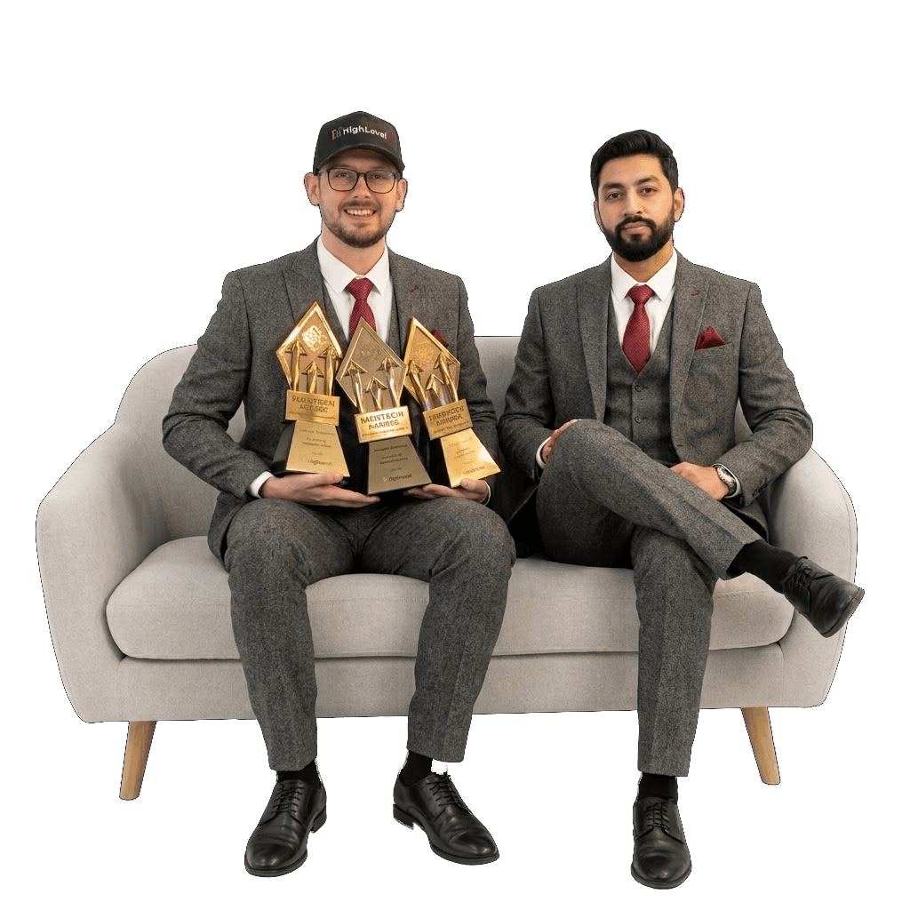Rupert Samuel, Founder & CEO, and Hamza Ijaz, Co Founder & CTO of All The Apps, with their HighLevel Marketplace awards